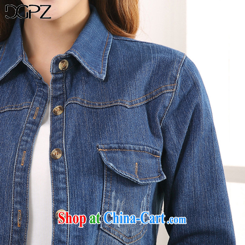 The DGPZ Code women fall 2015 with new, solid blue denim shirt jacket 836 denim blue XXXXL, DGPZ, shopping on the Internet