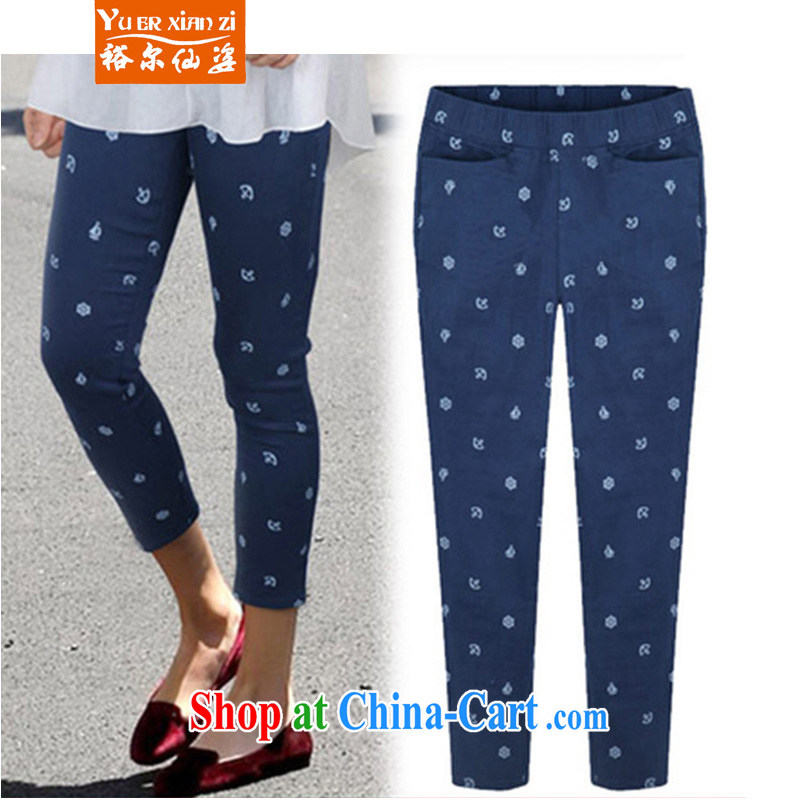 Yu's Sin City 2015 spring the United States and Europe, female thick mm spring new pants graphics thin 9pants blue 5 XL recommends that you 175 - 200 jack