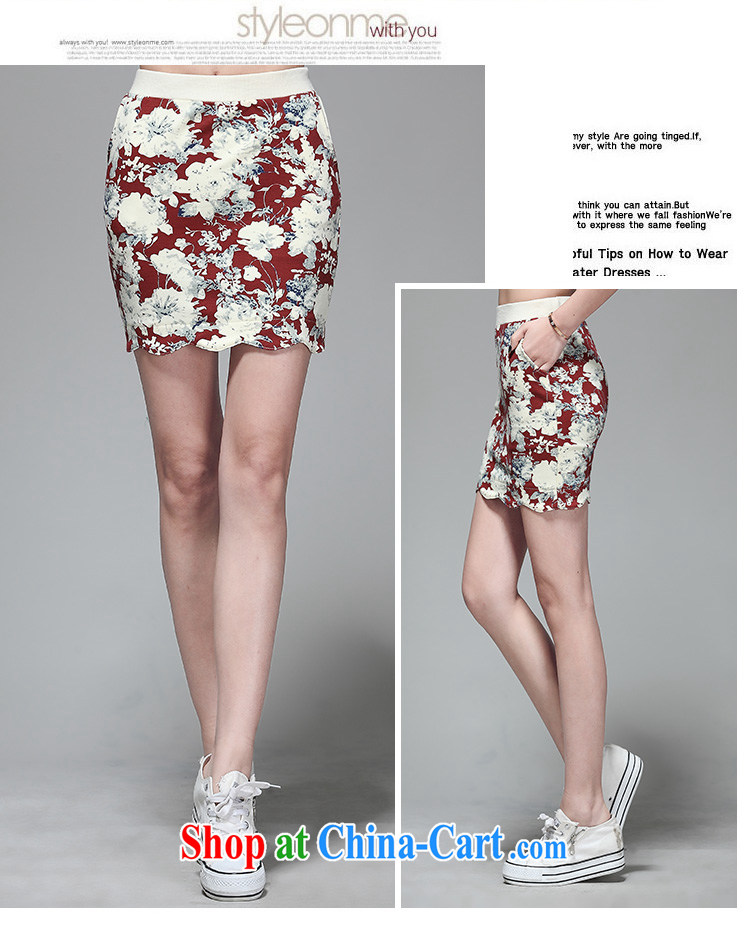 Morning would be 2015 summer new Korea and indeed intensify, comfortable cotton skirt body fat 100 mm ground leisure knocked color flowers stamp body short skirt maroon 3XL pictures, price, brand platters! Elections are good character, the national distribution, so why buy now enjoy more preferential! Health