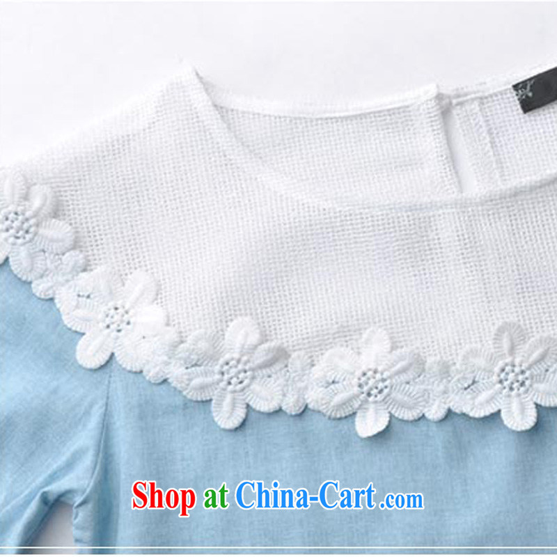 Terrace, Western Europe and the United States, the female Openwork lace current forwarding cotton loose the short-sleeved T shirts, T-shirt solid spring and summer, blue 5 XL 180 - 200 jack, 1000 field and the United States, and, shopping on the Internet