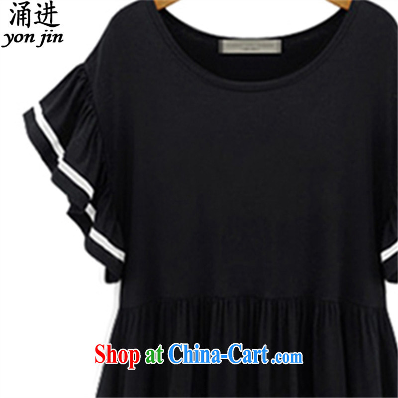 The 2015 summer Korean loose the fat XL elastic ultra-pop-up leisure flouncing short-sleeved T shirts women's clothing 200 jack to wear 9013 black XXXL, Chung, and shopping on the Internet