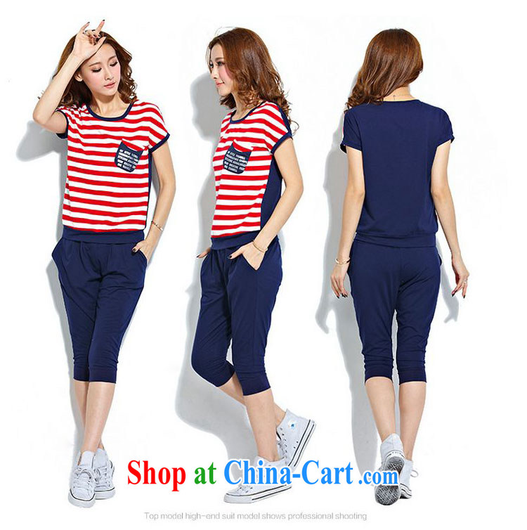 ZORMO 2015 summer new larger campaign kit stripes T-shirt + 7 pants and indeed increase leisure suite royal blue 5 XL pictures, price, brand platters! Elections are good character, the national distribution, so why buy now enjoy more preferential! Health