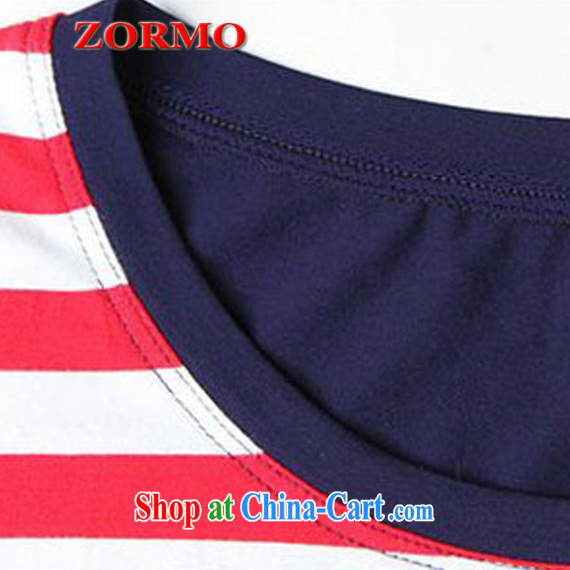 ZORMO 2015 summer new, larger campaign kit stripes T-shirt + 7 pants and indeed increase leisure suite royal blue 5 XL, ZORMO, shopping on the Internet