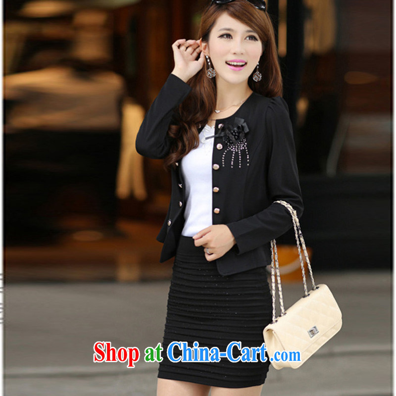 The line spend a lot, girls 2015 new Korean version with bubble cuff the waist graphics thin spring utility loose coat short E 5 2803 black 5 XL, sea routes, and, shopping on the Internet