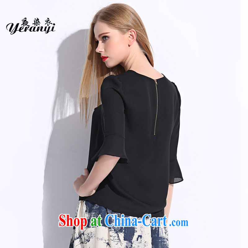 My hair and clothing summer 2015 new, the United States and Europe, female loose video thin minimalist horn cuff zipper snow woven shirts black 3 XL (140 - 155 ) jack, the night dyed Yi (yeranyi), shopping on the Internet