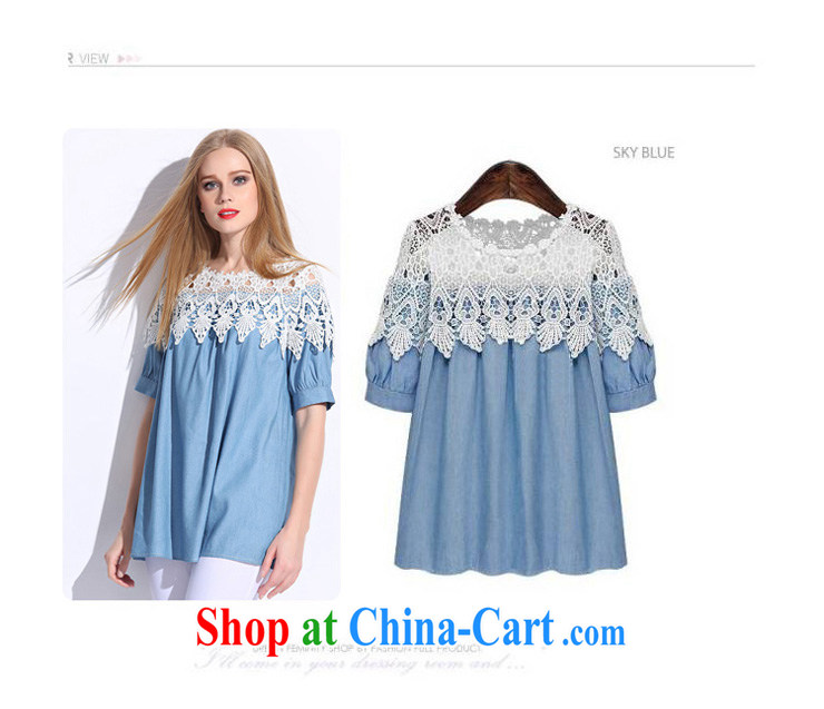 My dyeing clothing summer 2015 new, the United States and Europe, women spend a Openwork comfortable loose video thin tile T-shirt light blue 5 XL (170 - 185 ) jack pictures, price, brand platters! Elections are good character, the national distribution, so why buy now enjoy more preferential! Health