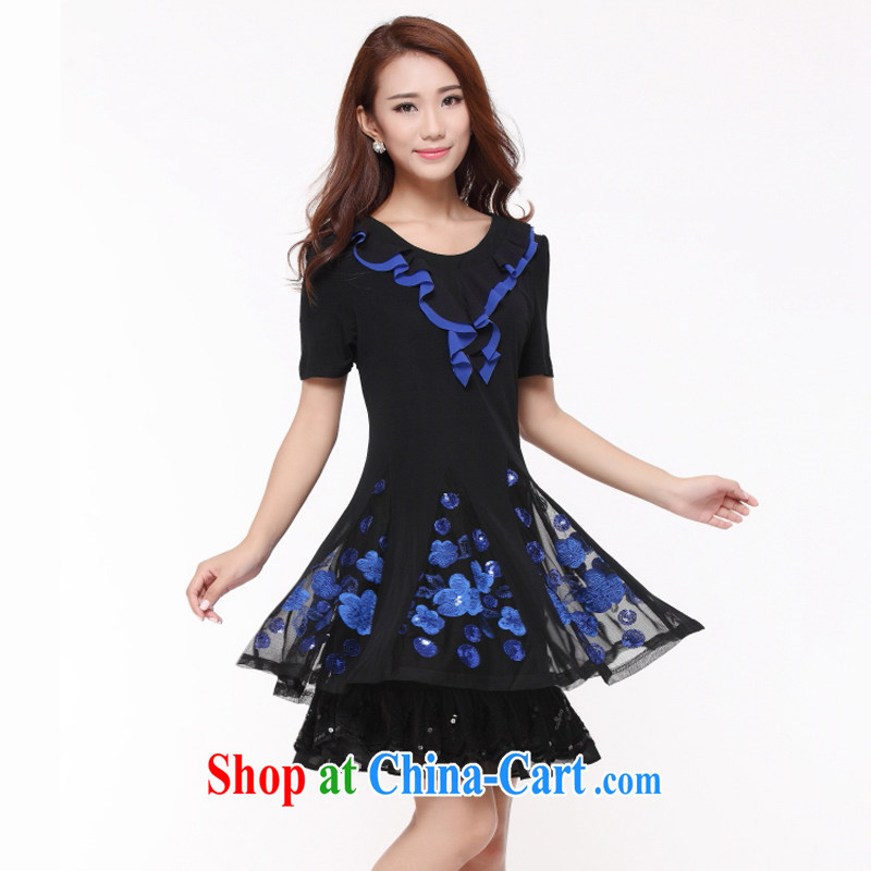 The Code women mm thick summer 2015 new embroidered short sleeves large code dress thick sister mom with boutique - YY 103,000 blue 5 XL, Ying Ying, water, shopping on the Internet