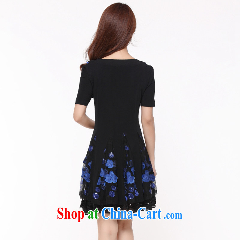 The Code women mm thick summer 2015 new embroidered short sleeves large code dress thick sister mom with boutique - YY 103,000 blue 5 XL, Ying Ying, water, shopping on the Internet