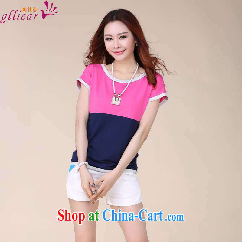 ge lai Mona Lisa 2015 summer new, indeed the XL female graphics thin minimalist 100 ground cotton short-sleeved shirt T female DDS 026 red 3XL