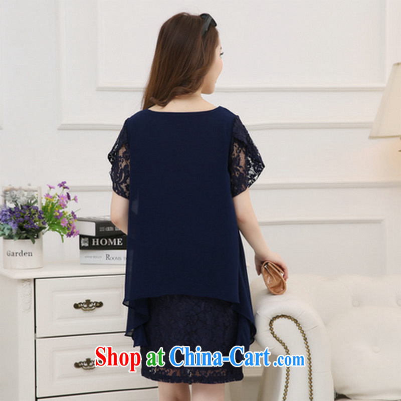 Once again takes the code female mom with summer dresses 2015 summer new leave of two piece lace snow woven skirt mm thick and fat and even clothing skirt Navy XXXXL takes forever, once again, on-line shopping