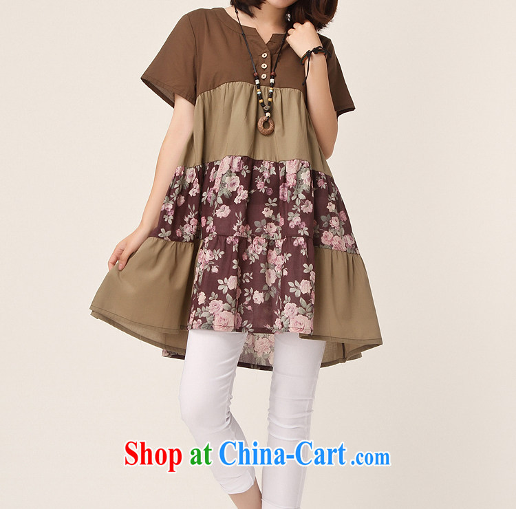 Advisory Committee, 2015 summer, the Korean version of the greater code dress floral thick mm loose stitching short-sleeved dresses brown XXL pictures, price, brand platters! Elections are good character, the national distribution, so why buy now enjoy more preferential! Health