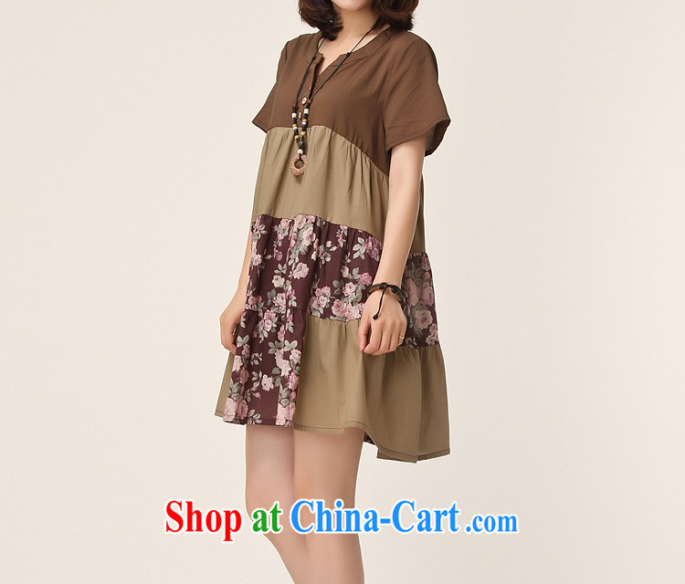 Advisory Committee, 2015 summer, the Korean version of the greater code dress floral thick mm loose stitching short-sleeved dresses brown XXL pictures, price, brand platters! Elections are good character, the national distribution, so why buy now enjoy more preferential! Health