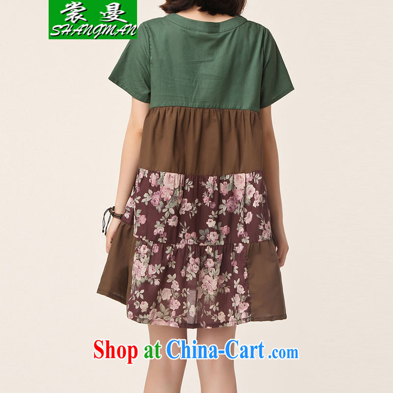 Advisory Committee Cayman 2015 summer, the Korean version of the greater code dress floral thick mm loose stitching short-sleeved dresses brown XXL, advisory committee (SHANGMAN), shopping on the Internet