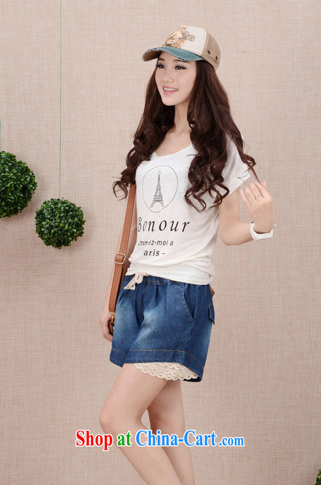 Estee Lauder ideal for summer 2015, 200 Jack thick sister mm and indeed XL denim shorts Elasticated waist lace stitching relaxed casual graphics thin hot pants girl dark blue 3XL (recommendations 170 - 200 jack) pictures, price, brand platters! Elections are good character, the national distribution, so why buy now enjoy more preferential! Health