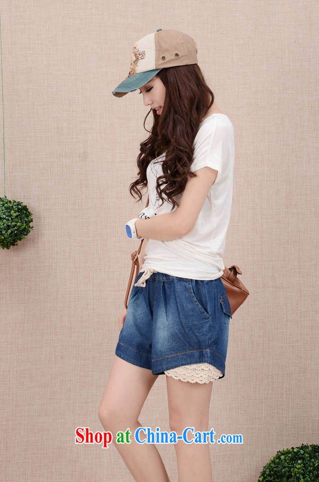 Estee Lauder ideal for summer 2015, 200 Jack thick sister mm and indeed XL denim shorts Elasticated waist lace stitching relaxed casual graphics thin hot pants girl dark blue 3XL (recommendations 170 - 200 jack) pictures, price, brand platters! Elections are good character, the national distribution, so why buy now enjoy more preferential! Health