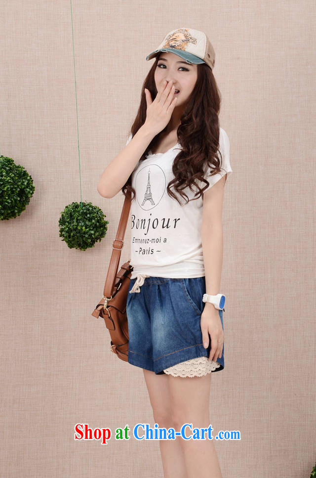 Estee Lauder ideal for summer 2015, 200 Jack thick sister mm and indeed XL denim shorts Elasticated waist lace stitching relaxed casual graphics thin hot pants girl dark blue 3XL (recommendations 170 - 200 jack) pictures, price, brand platters! Elections are good character, the national distribution, so why buy now enjoy more preferential! Health