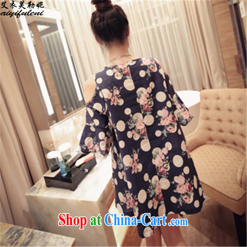 The Yi would be Connie, summer 2015 new, loose the code your shoulders, and a short-sleeved dresses female round-collar stamp dot snow woven skirt 9014 blue XXXL 170 - 210 jack, the clothing can be, Connie, and shopping on the Internet