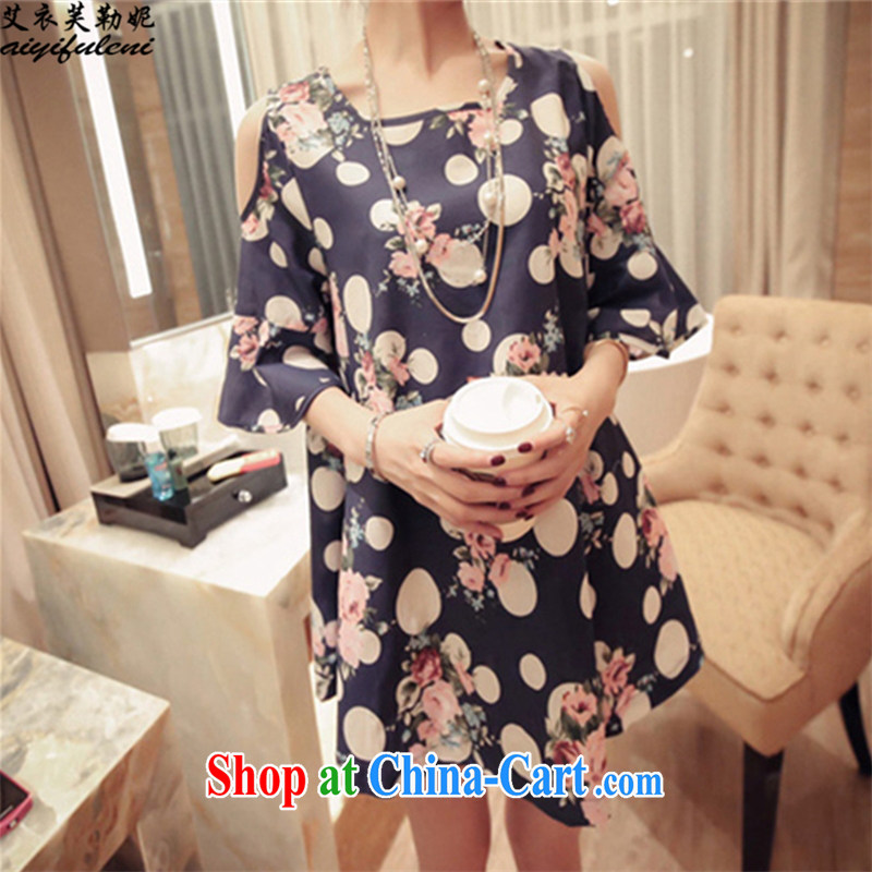 The Yi would be Connie, summer 2015 new, loose the code your shoulders, and a short-sleeved dresses female round-collar stamp dot snow woven skirt 9014 blue XXXL 170 - 210 jack, the clothing can be, Connie, and shopping on the Internet