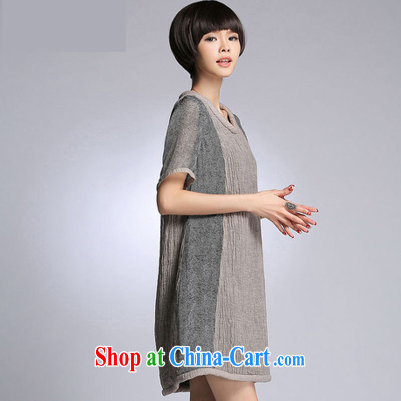 In summer 2015, the United States and Europe, linen series spelling skirts loose thick mm female skirt fat people graphics thin, 8611 light gray XXXXL, lead (shuaixian), online shopping