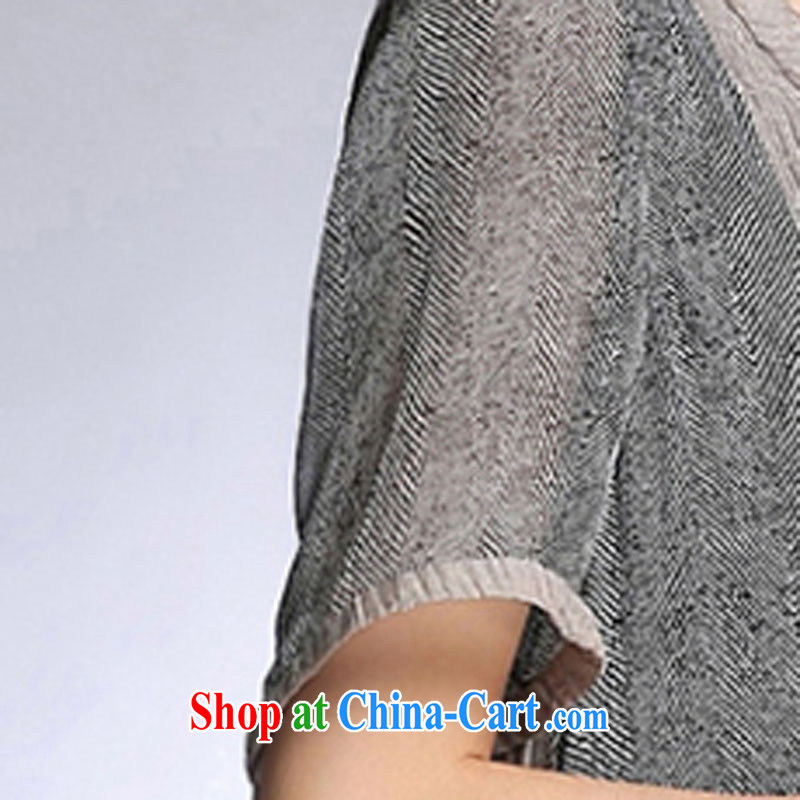 In summer 2015, the United States and Europe, linen series spelling skirts loose thick mm female skirt fat people graphics thin, 8611 light gray XXXXL, lead (shuaixian), online shopping