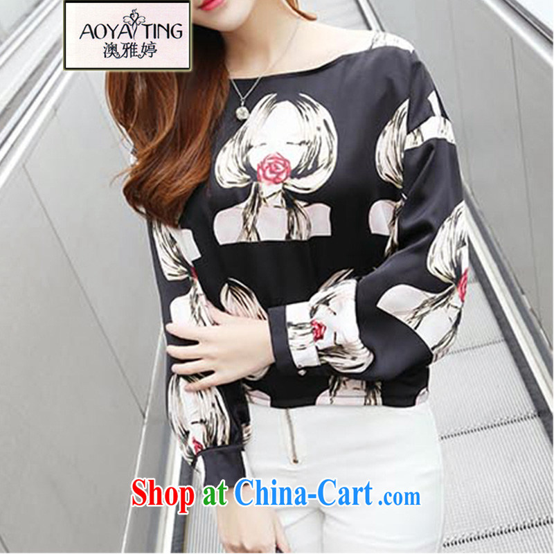 o Ya-ting 2015 New, and indeed increase, female fat mm spring loaded long-sleeved T-shirt girl T shirt solid T-shirt 8928 stamp duty black 7 cuffs have been sold out, O Ya-ting (aoyating), online shopping
