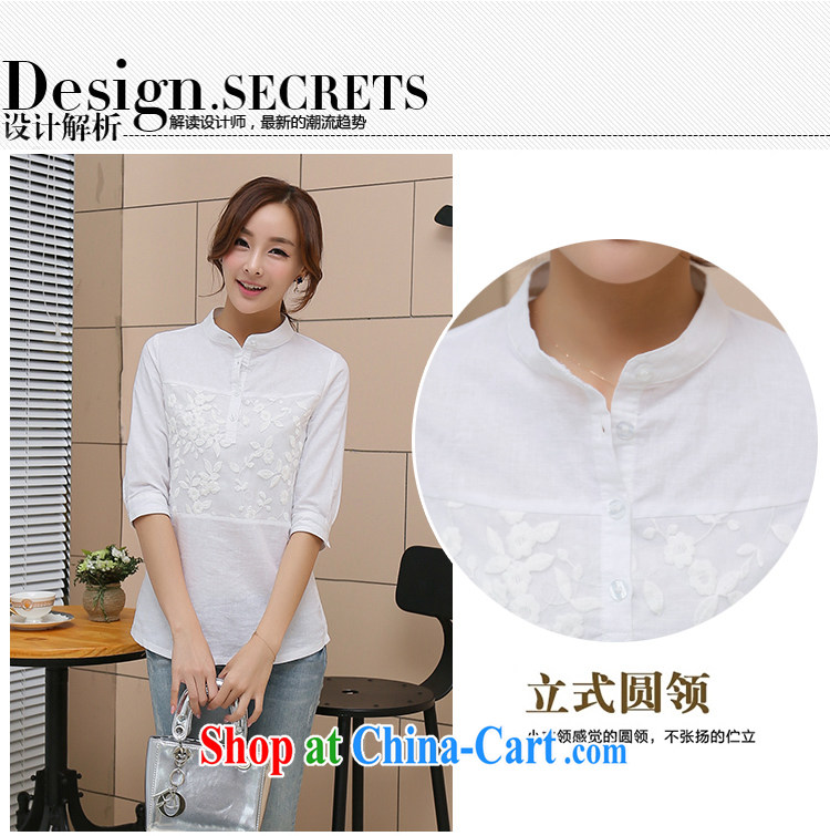 In 2015, the female linen white shirt girl shirt solid cotton shirts the T-shirt - 2230 white 3XL pictures, price, brand platters! Elections are good character, the national distribution, so why buy now enjoy more preferential! Health