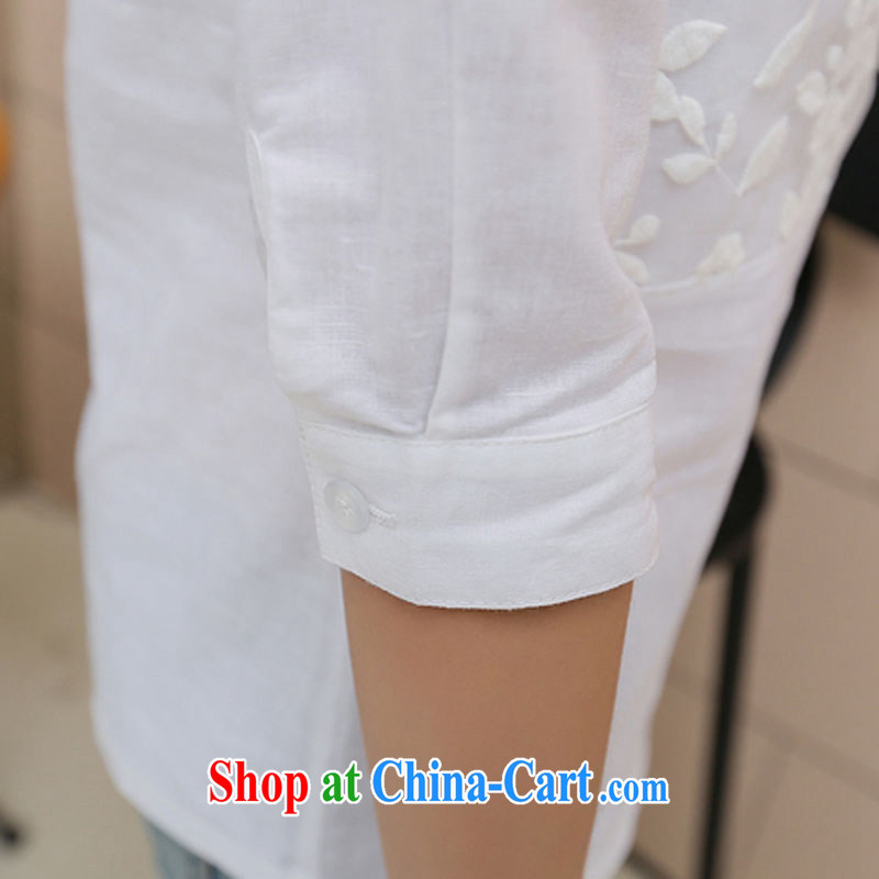 In 2015, the code female linen white shirt girl shirt solid T-shirt cotton Ma T-shirt - 2230 white 3XL. In the event, and shopping on the Internet
