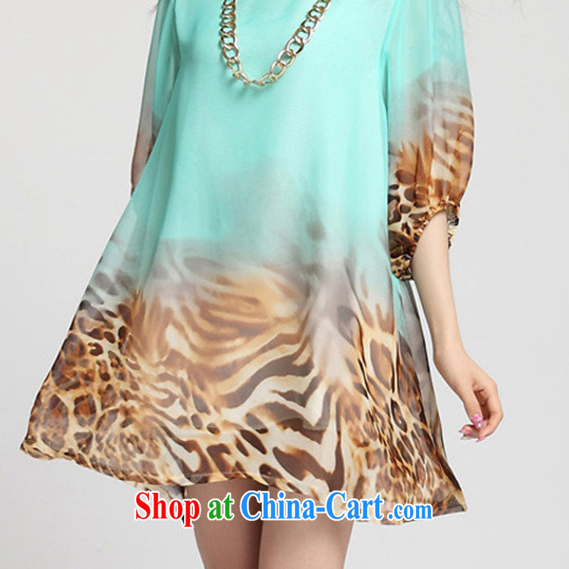 618 to the land is still the Yi 2015 summer new, larger female and FAT and FAT MM Leopard loose short-sleeved snow stamp duty woven dresses 1013 green 4 XL recommendations 190 - 230 jack, land is still the garment, shopping on the Internet
