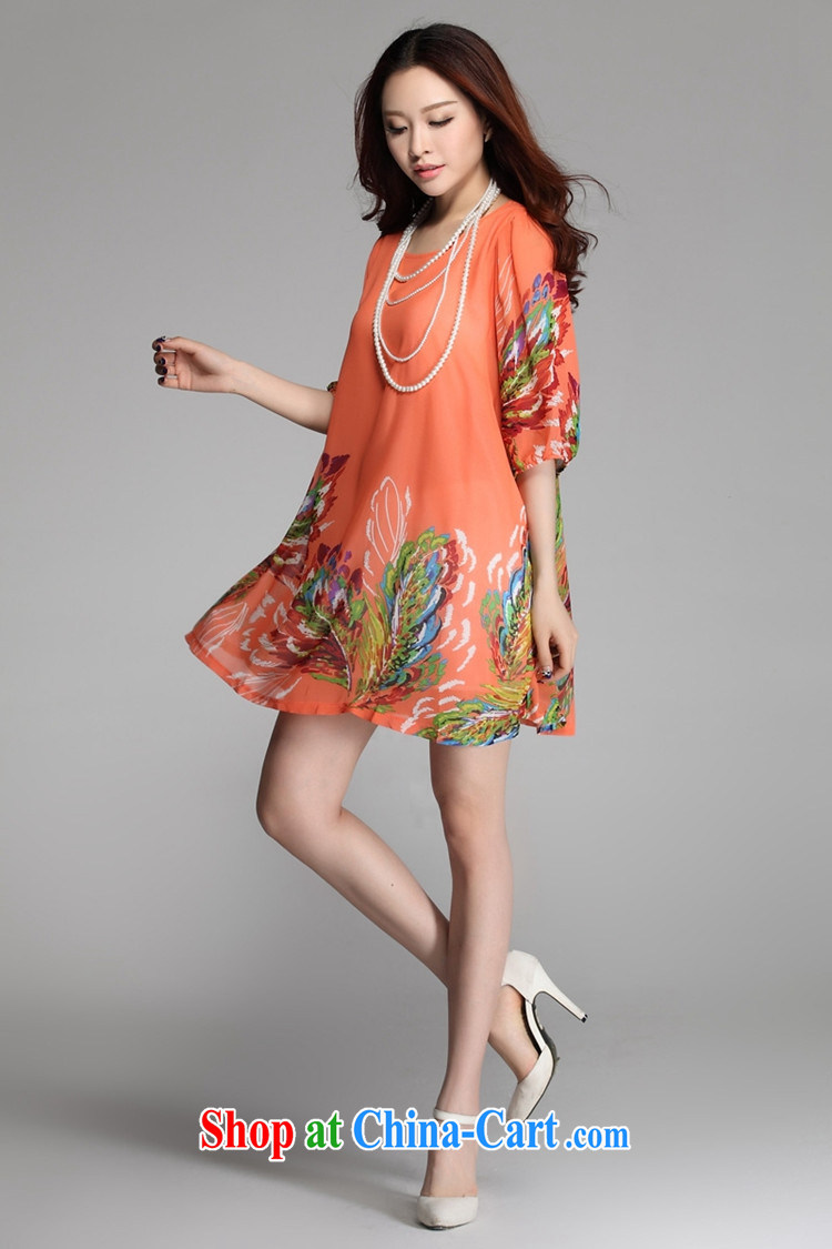 618 to the land is the Yi 2015 summer new, larger female noble color aura relaxed thick MM graphics thin short-sleeve dresses W 7069 orange 6 XL pictures, price, brand platters! Elections are good character, the national distribution, so why buy now enjoy more preferential! Health