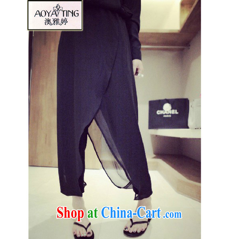 o Ya-ting 2015 New, and indeed increase, female fat MM spring and summer relaxed, snow pants woven Dress Pants 200 Jack female black 62 CM 1 feet 85, O Ya-ting (aoyating), and shopping on the Internet