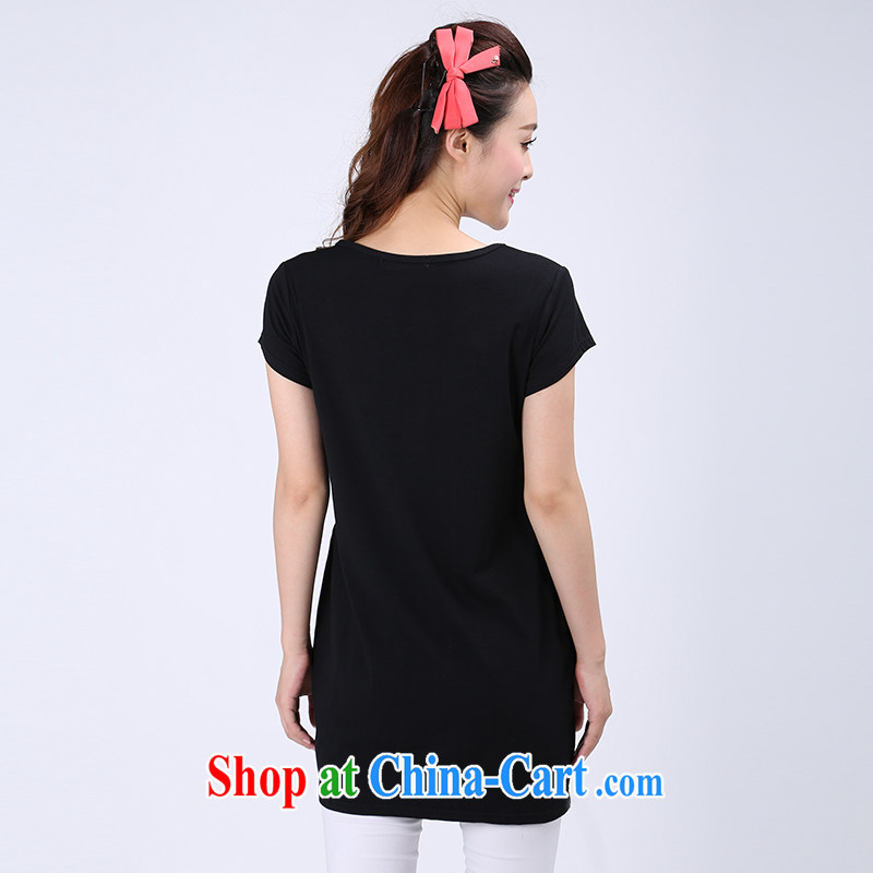 Laurie, flowers on the younger sister, female thick mm 2015 summer video thin short-sleeved T-shirt shirt T-shirt T pension 1140 black 6 XL, Shani Flower (Sogni D'oro), online shopping