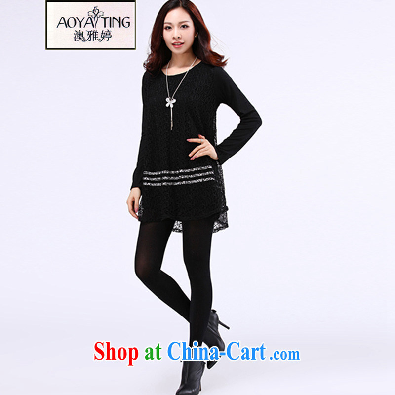 o Ya-ting 2015 New, and indeed increase, female fat mm spring loaded lace solid T-shirt graphics thin T-shirt 6835 black 4XL recommends that you 160 - 180 jack, O Ya-ting (aoyating), online shopping