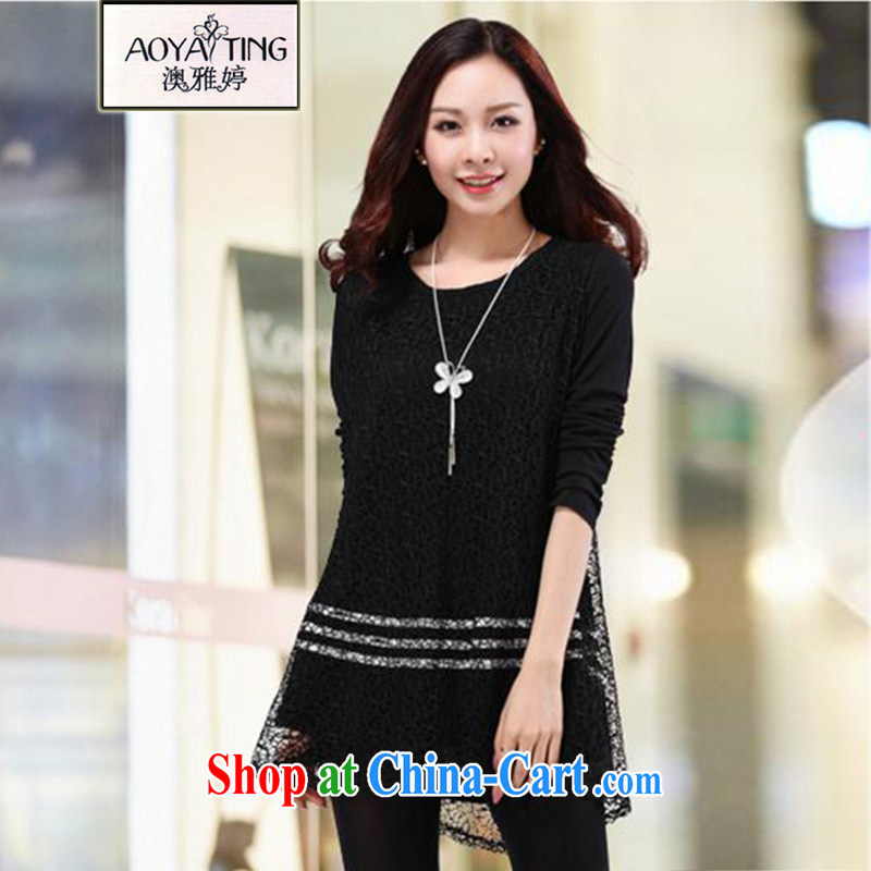 o Ya-ting 2015 New, and indeed increase, female fat mm spring loaded lace solid T-shirt graphics thin T-shirt 6835 black 4XL recommends that you 160 - 180 jack, O Ya-ting (aoyating), online shopping