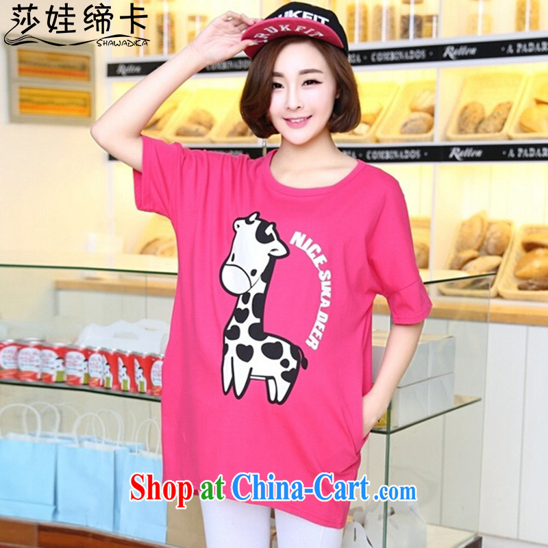 She concluded her card pregnant women with summer short-sleeved T-shirt thick girls with graphics thin, Black-out poverty large code female cartoon letter stamp T-shirt by red are code