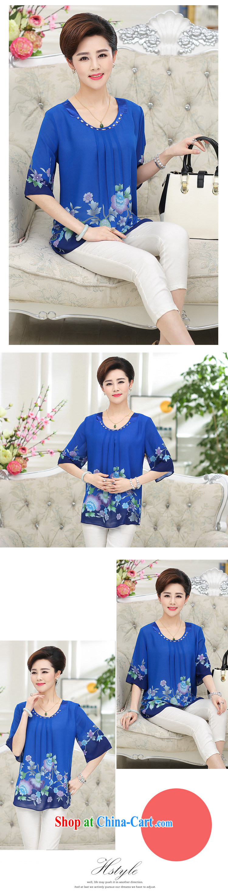 Warm, Mom loaded summer new, round-neck collar silk girls T-shirt short-sleeved, older women with large, solid shirts snow woven shirts blue XXXL pictures, price, brand platters! Elections are good character, the national distribution, so why buy now enjoy more preferential! Health