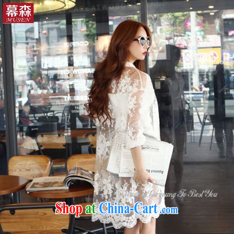 The sum 2015 summer Korean version the Code women mm thick lace shirt sunscreen sexy shawl long, woven snow on T-shirt lace jacket 200 jack is wearing a white XXL, Sum, and shopping on the Internet