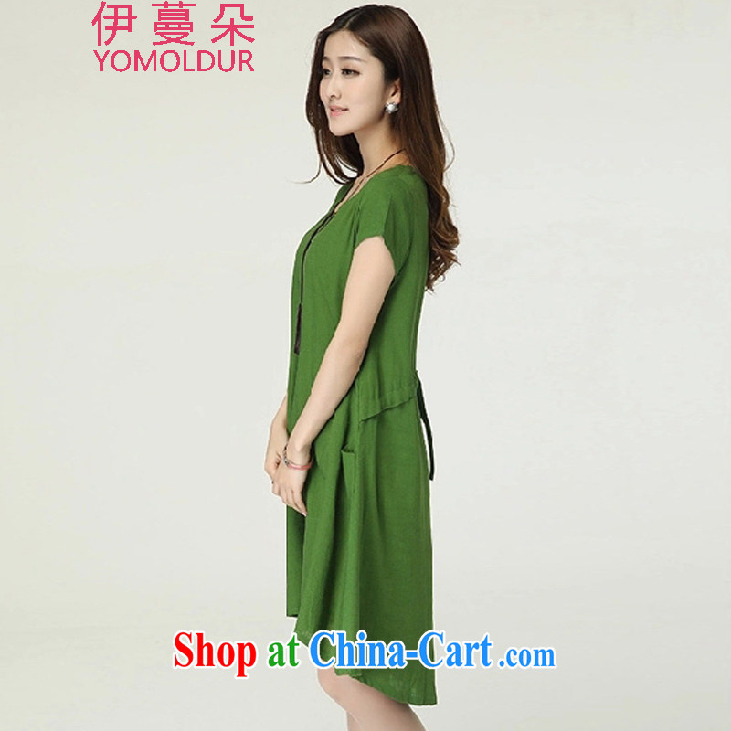 The evergreens flower summer 2015 new Korean version the code loose linen cotton the dresses DM 686 green XXL, evergreens Flower (YOMOLDUR), online shopping