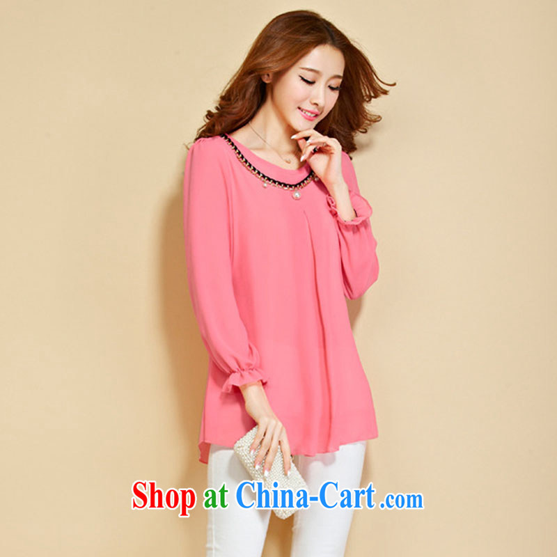 In the 2015 spring and summer new long-sleeved loose the code graphics thin, long, snow-woven shirts ladies' - 8813 melon red 3XL, and that, on-line shopping