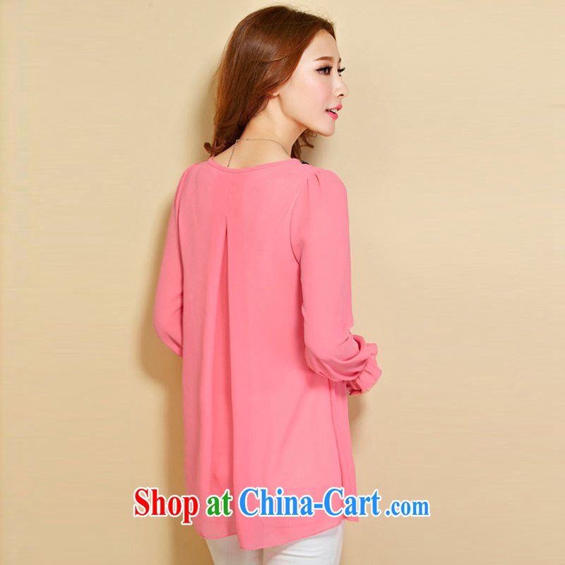 In the 2015 spring and summer new long-sleeved loose the code graphics thin, long, snow-woven shirts ladies' - 8813 melon red 3XL, and that, on-line shopping