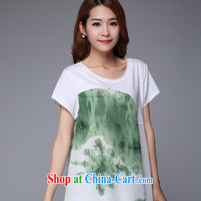 Let the flower 2015 summer new products, female fat sister graphics thin female stamp short-sleeved thick people dress s 9006 gray 3 XL, let the flower (MULGERDO), shopping on the Internet