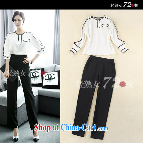 Kosovo, 2014 summer Women's clothes new, black and white color collision beauty T-shirt + high waist trousers Kit black and white XXXL pictures, price, brand platters! Elections are good character, the national distribution, so why buy now enjoy more preferential! Health