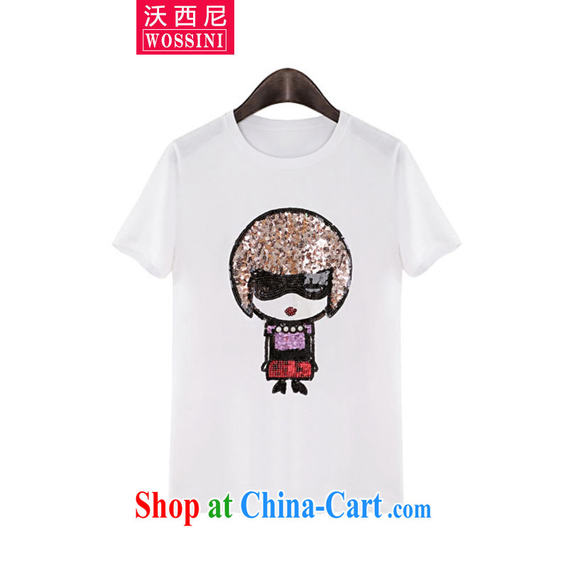 In the summer a cartoon doll pattern short-sleeved T shirts and indeed intensify, loose cotton shirts solid spring 2015, white pre-sale 5 days XXXXXL, Kosovo, West (WOSSINI), and, on-line shopping