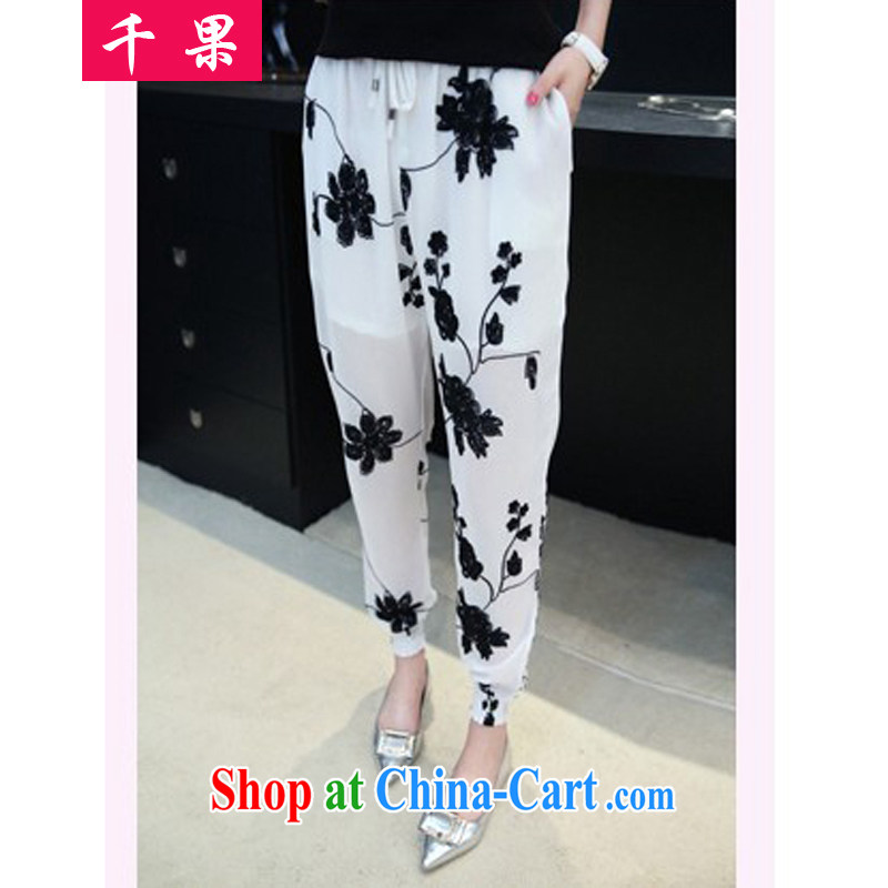 1000 fruit large, female Korean trousers video thin Harlan pants summer new, the FAT and FAT MM loose snow woven embroidered thin female pants 331 black 4XL 175 - 195 jack, 1000 fruit (QIANGUO), online shopping
