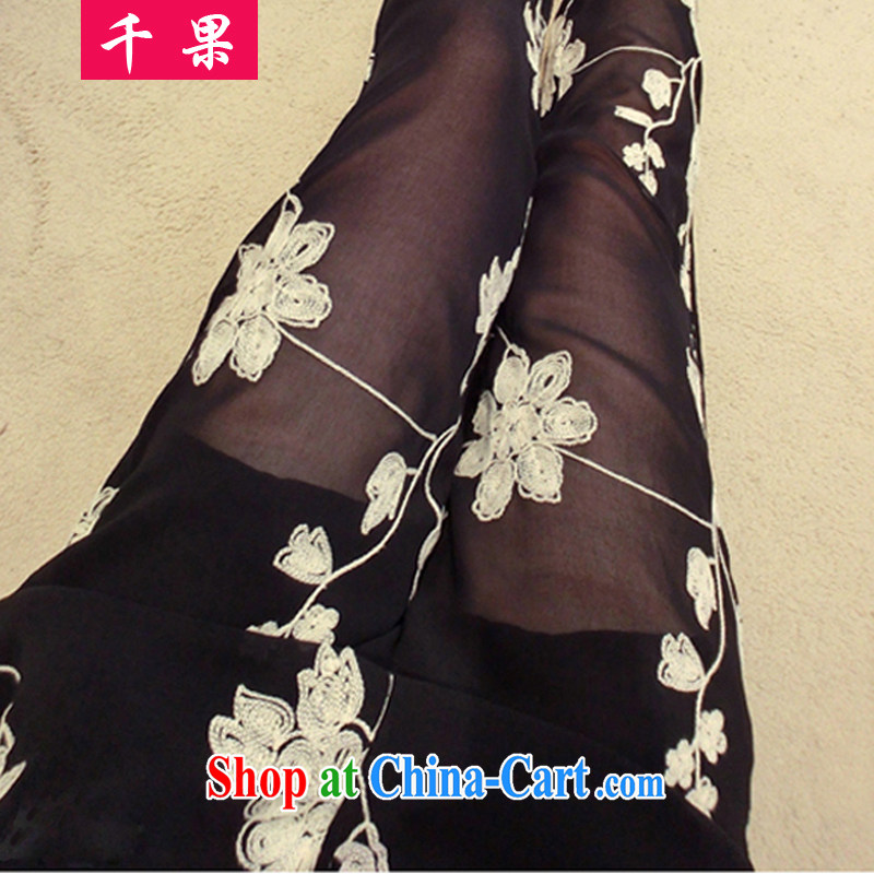 1000 fruit large, female Korean trousers video thin Harlan pants summer new, the FAT and FAT MM loose snow woven embroidered thin female pants 331 black 4XL 175 - 195 jack, 1000 fruit (QIANGUO), online shopping