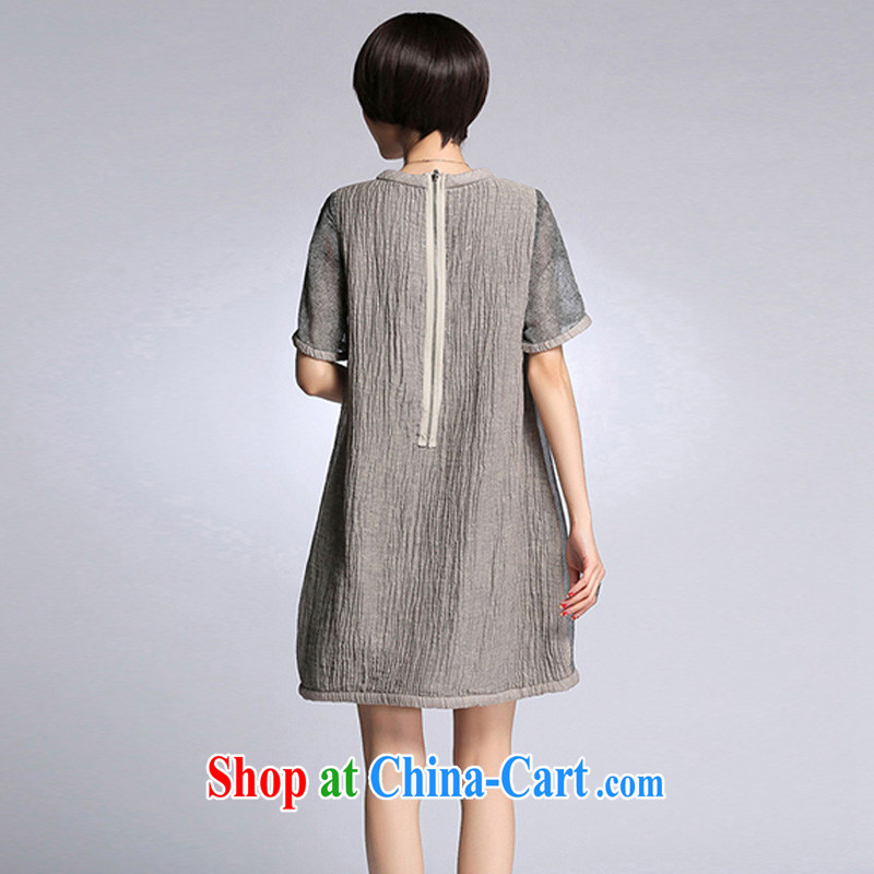 In short, will be the 2015 spring and summer, the United States and Europe, silk linen stitching, long, loose the code thick sister dresses J 765 gray 5 XL, in short, would be (Janrelove), online shopping