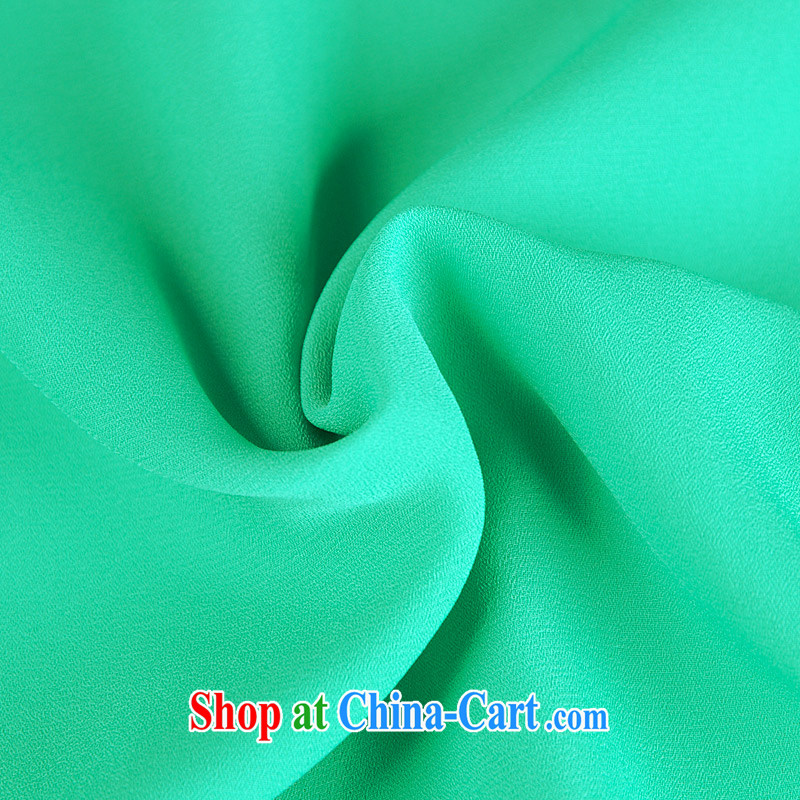 Blue Water larger female 2015 summer new thick MM stylish sweet lace cuff loose dress 63,055 green code XL, blue water (lrosey), online shopping