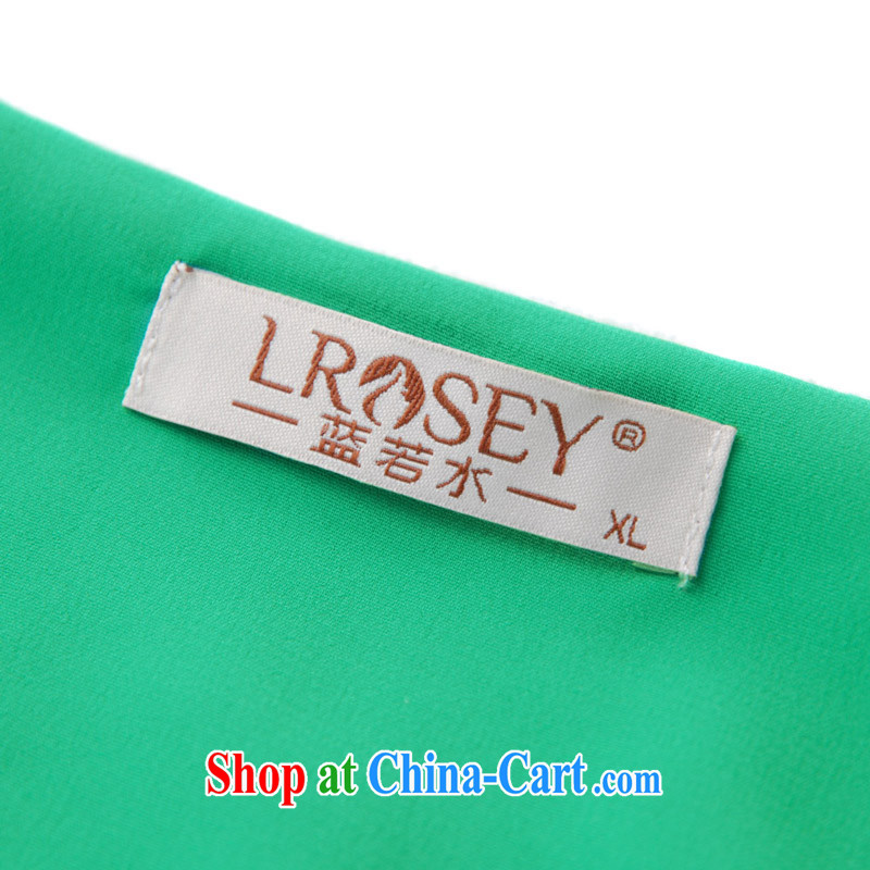Blue Water larger female 2015 summer new thick MM stylish sweet lace cuff loose dress 63,055 green code XL, blue water (lrosey), online shopping