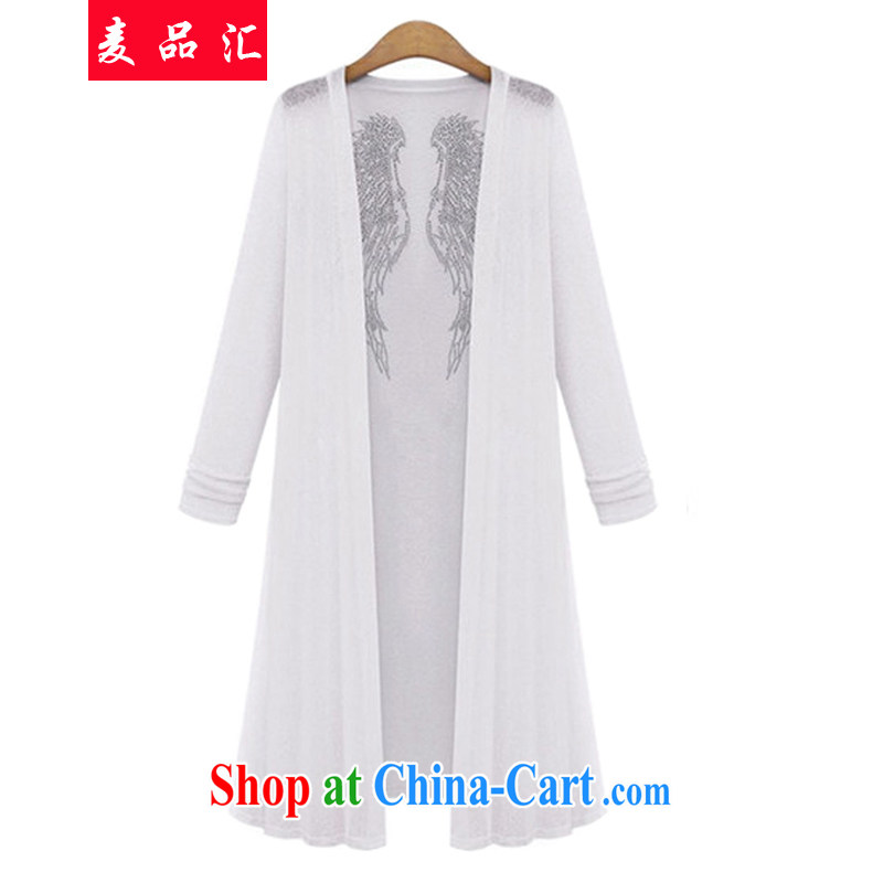 Mr MAK, Exchange 2015 spring and summer, the United States and Europe and indeed XL women mm thick relaxed beauty graphics thin stylish long cardigan knitting garment white 5XL recommendations 190 - 210 jack