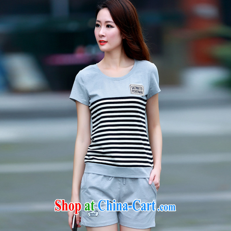 Mrs Rosanna Ure Kosovo (Woxi) 2015 summer new, larger Korean fashion girls shorts uniforms cotton two-piece 212 light gray M, Lucy (Woxi), online shopping