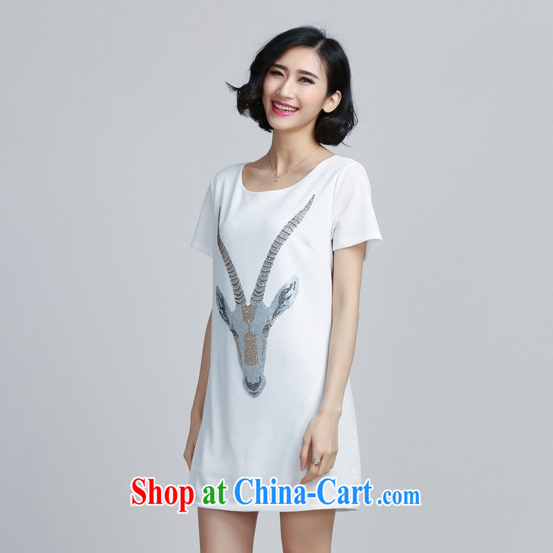 The Gore level, summer 2015 new stamp duty round-collar short-sleeve the Code women's clothing dresses white 5XL, the United States and the quality products, and shopping on the Internet